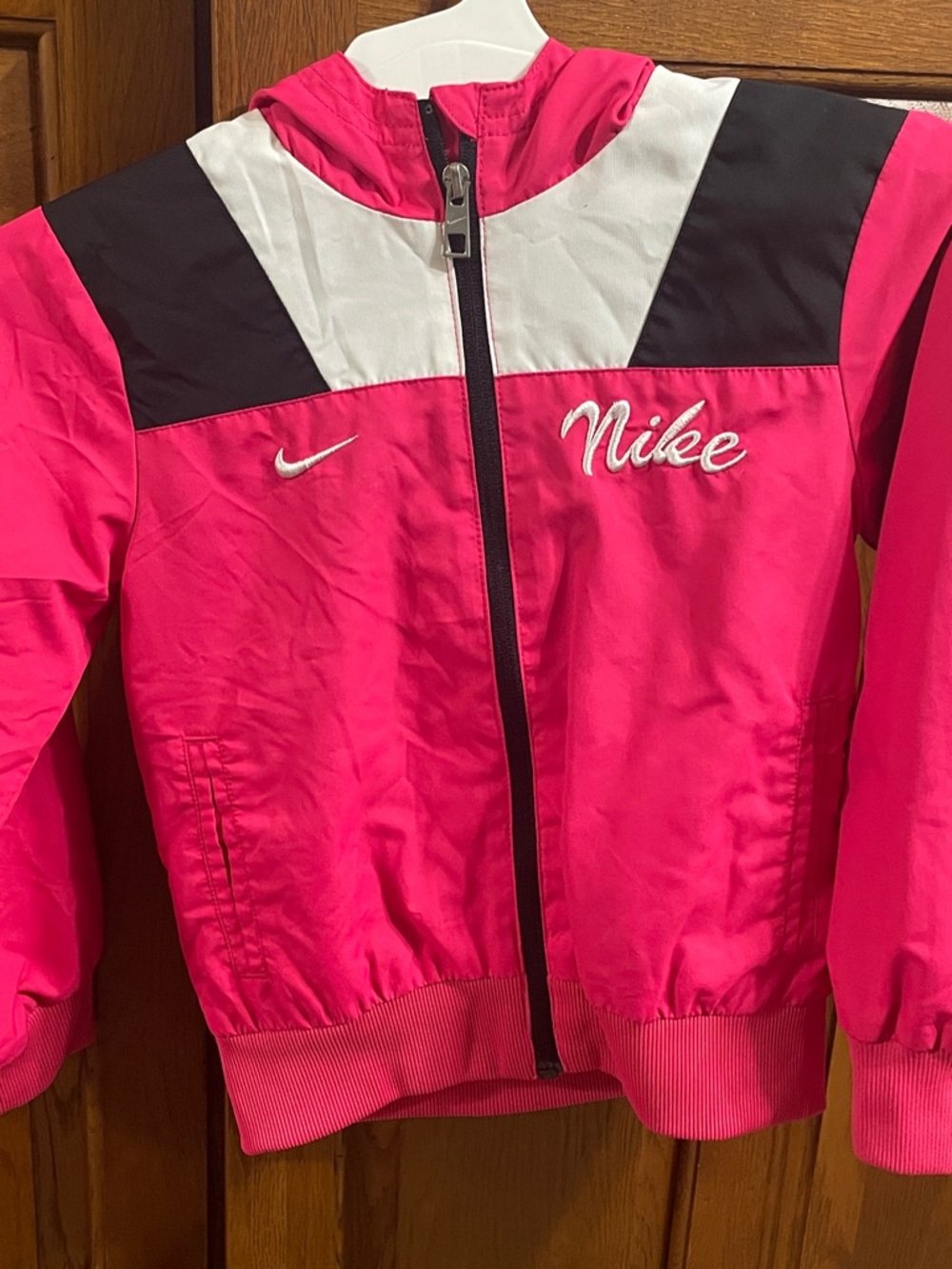 Nike Kids Hot Pink, Black & White hooded Jacket Sz.6x like  New